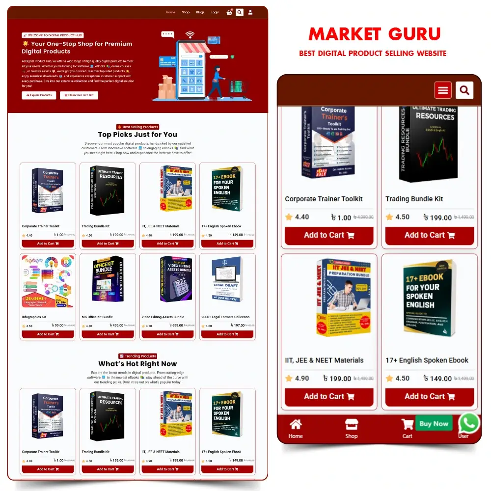 Digital Product Selling Ready WordPress Website